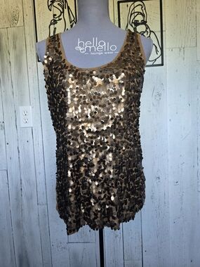 Apt. 9 Gold Bronze Sequin Tank Top Size Large